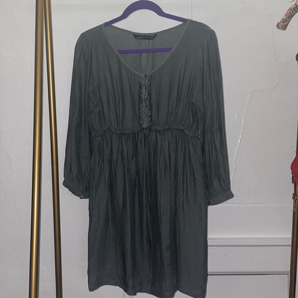 Zara Gray Ruffle Dress